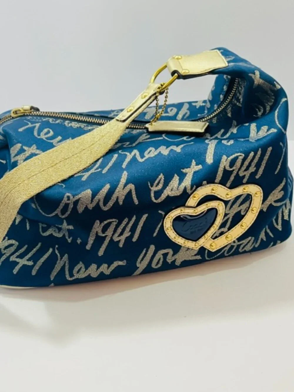 COACH Ltd Ed. 1941 NY Poppy Lurex Celeb. Soho Hobo 2 Heart Bag Navy CertofAuth - Picture 3 of 16